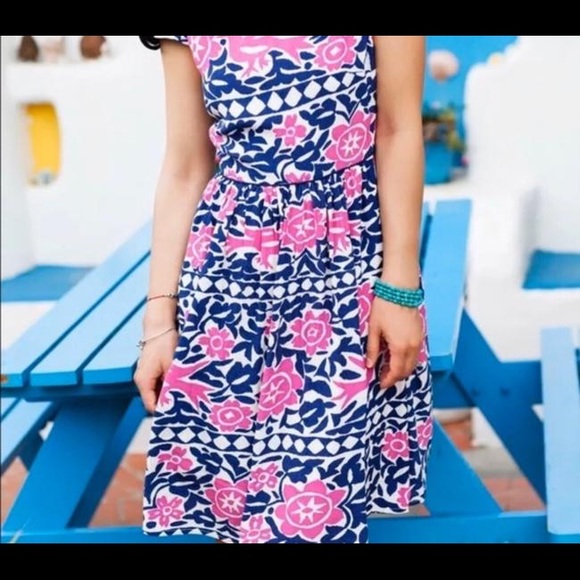 Maeve Anthropologie Peralta pink bird dress 10 EUC - Picture 2 of 6